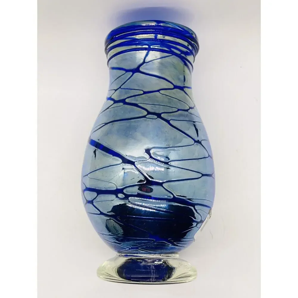 Todd S Abell Unique Blue Studio Art Glass Vase. Fantastic Design. Signed. 2012